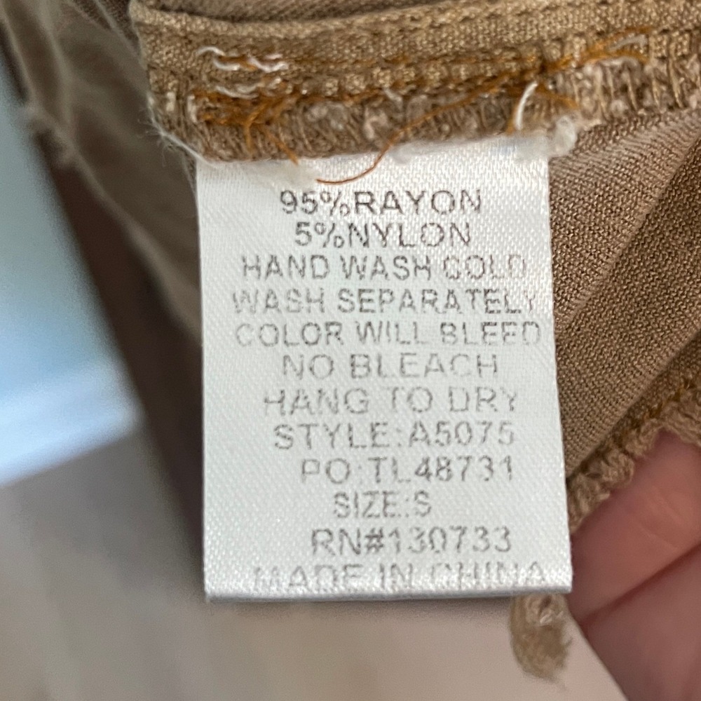 Umgee Tan Mineral Wash Western Boho Tiered Button Down Dress Raw Hem Small - Picture 6 of 9